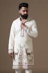 Buy_Courtyard By Abhi_Cream Lycra Embroidery Handcrafted Kurta Set _Online_at_Aza_Fashions