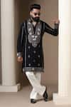 Buy_Courtyard By Abhi_Black Lycra Embroidery Intricate Kurta Set _at_Aza_Fashions