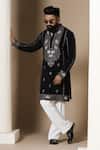 Buy_Courtyard By Abhi_Black Lycra Embroidery Intricate Kurta Set 