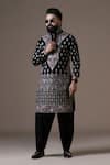 Courtyard By Abhi_Black Lycra Mirrors, Embroidery Resham Kurta Set _Online_at_Aza_Fashions