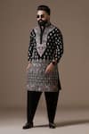 Buy_Courtyard By Abhi_Black Lycra Mirrors, Embroidery Resham Kurta Set _Online_at_Aza_Fashions