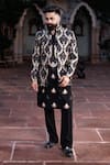 Buy_Courtyard By Abhi_Black Lycra Embroidery, Metallic Thread Resham Jacket And Kurta Set _at_Aza_Fashions