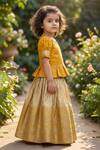 Buy_Maaikid_Yellow Silk, Brocade Zari, Embroidery, Tassels Peplum Top And Lehenga Set _Online_at_Aza_Fashions