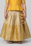 Shop_Maaikid_Yellow Silk, Brocade Zari, Embroidery, Tassels Peplum Top And Lehenga Set _Online_at_Aza_Fashions