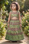 Buy_Maaikid_Multi Color Brocade Zari, Embroidery Geometric Woven Top And Lehenga Set 