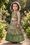 Shop_Maaikid_Multi Color Brocade Zari, Embroidery Geometric Woven Top And Lehenga Set 