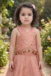 Maaikid_Peach Silk Tassels, Embroidery Woven Top And Lehenga Set _at_Aza_Fashions