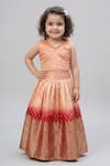 Maaikid_Peach Silk Beads, Zari Embroidered Crop Top And Lehenga Set _Online_at_Aza_Fashions