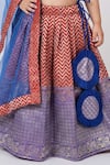 Maaikid_Orange Brocade, Cotton, Net Gota Patti, Zari, Chevron Pattern Lehenga Set _Online