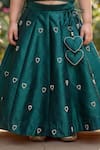 Buy_Maaikid_Green Silk, Crepe Embroidery, Tassels Heart Lehenga And Top Set _Online_at_Aza_Fashions