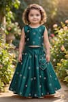 Buy_Maaikid_Green Silk, Crepe Embroidery, Tassels Heart Lehenga And Top Set 