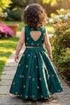 Shop_Maaikid_Green Silk, Crepe Embroidery, Tassels Heart Lehenga And Top Set _at_Aza_Fashions
