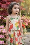 Maaikid Cream Cotton Flamingo Print Top And Skirt Set at Aza Fashions Maaikid_Cream Cotton Flamingo Print Top And Skirt Set _at_Aza_Fashions