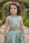 Buy_Maaikid_Green Silk Tassels, Beads, Embroidery Crop Top And Lehenga Set 