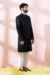 Buy Arihant Rai Sinha Black Polyester, Viscose Geometric Pattern Sherwani And Pant Set Buy_Arihant Rai Sinha_Black Polyester, Viscose Geometric Pattern Sherwani And Pant Set