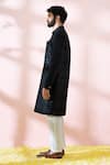 Shop Arihant Rai Sinha Black Polyester, Viscose Geometric Pattern Sherwani And Pant Set Shop_Arihant Rai Sinha_Black Polyester, Viscose Geometric Pattern Sherwani And Pant Set