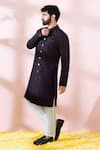 Shop_Arihant Rai Sinha_Wine Polyester, Viscose Textured Sherwani With Pant _Online_at_Aza_Fashions