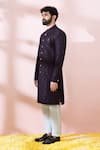 Buy_Arihant Rai Sinha_Wine Polyester, Viscose Textured Sherwani With Pant _Online