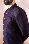 Shop_Arihant Rai Sinha_Wine Polyester, Viscose Textured Sherwani With Pant _Online