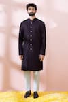Arihant Rai Sinha_Wine Polyester, Viscose Textured Sherwani With Pant 