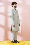 Arihant Rai Sinha Green Silk, Polyester, Viscose Embroidery, Sequins Thread Sherwani And Pant Set at Aza Fashions Arihant Rai Sinha_Green Silk, Polyester, Viscose Embroidery, Sequins Thread Sherwani And Pant Set _at_Aza_Fashions