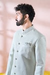 Arihant Rai Sinha Green Silk, Polyester, Viscose Embroidery, Sequins Thread Sherwani And Pant Set Arihant Rai Sinha_Green Silk, Polyester, Viscose Embroidery, Sequins Thread Sherwani And Pant Set