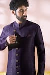 Arihant Rai Sinha_Wine Polyester, Viscose Geometric Pattern Sherwani And Pant Set 