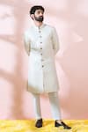 Arihant Rai Sinha_Off White Polyester, Viscose Embroidery, Sequins Thread Sherwani And Pant Set _at_Aza_Fashions