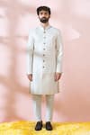 Shop_Arihant Rai Sinha_Off White Polyester, Viscose Embroidery, Sequins Thread Sherwani And Pant Set 