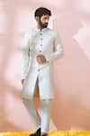 Buy_Arihant Rai Sinha_Off White Polyester, Viscose Embroidery, Sequins Thread Sherwani And Pant Set _Online