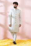 Buy_Arihant Rai Sinha_Off White Polyester, Viscose Embroidery, Sequins Thread Sherwani And Pant Set _at_Aza_Fashions