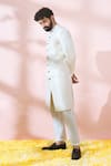 Shop_Arihant Rai Sinha_Off White Polyester, Viscose Embroidery, Sequins Thread Sherwani And Pant Set _Online