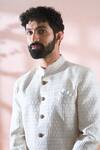 Arihant Rai Sinha_Off White Polyester, Viscose Embroidery, Sequins Thread Sherwani And Pant Set 