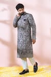 Arihant Rai Sinha_Wine Polyester, Viscose Embroidery, Sequins, Metallic Thread Sherwani And Pant Set _Online