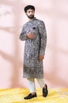 Shop_Arihant Rai Sinha_Wine Polyester, Viscose Embroidery, Sequins, Metallic Thread Sherwani And Pant Set _Online