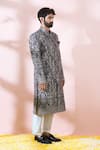 Arihant Rai Sinha_Wine Polyester, Viscose Embroidery, Sequins, Metallic Thread Sherwani And Pant Set 