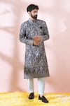 Arihant Rai Sinha_Wine Polyester, Viscose Embroidery, Sequins, Metallic Thread Sherwani And Pant Set 