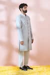 Buy_Arihant Rai Sinha_Grey Polyester, Viscose Embroidery, Sequins Thread Sherwani And Pant Set _Online_at_Aza_Fashions