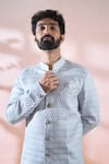 Buy_Arihant Rai Sinha_Grey Polyester, Viscose Embroidery, Sequins Thread Sherwani And Pant Set 