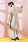 Shop_Arihant Rai Sinha_Cream Velvet, Polyester, Viscose Embroidery, Thread Sherwani And Pant Set _Online_at_Aza_Fashions