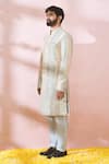 Shop_Arihant Rai Sinha_Cream Velvet, Polyester, Viscose Embroidery, Thread Sherwani And Pant Set 
