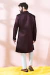 Arihant Rai Sinha_Maroon Satin, Polyester, Viscose Jacquard Pattern Sherwani And Pant Set _at_Aza_Fashions