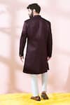 Shop_Arihant Rai Sinha_Maroon Satin, Polyester, Viscose Jacquard Pattern Sherwani And Pant Set _at_Aza_Fashions