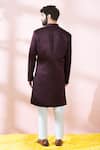 Arihant Rai Sinha_Maroon Satin, Polyester, Viscose Jacquard Pattern Sherwani And Pant Set 