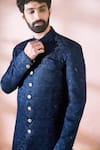 Buy Arihant Rai Sinha Blue Polyester, Viscose Geometric Pattern Sherwani And Pant Set Buy_Arihant Rai Sinha_Blue Polyester, Viscose Geometric Pattern Sherwani And Pant Set