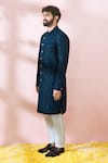 Arihant Rai Sinha_Green Polyester, Viscose Textured Sherwani And Solid Pant Set _Online