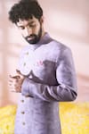 Shop Arihant Rai Sinha Pink Terrycloth, Polyester, Viscose Geometric Pattern Sherwani And Pant Set Online Shop_Arihant Rai Sinha_Pink Terrycloth, Polyester, Viscose Geometric Pattern Sherwani And Pant Set _Online