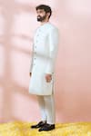 Arihant Rai Sinha_White Polyester, Viscose Geometric Pattern Sherwani And Pant Set _Online_at_Aza_Fashions