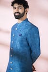 Buy_Arihant Rai Sinha_Blue Polyester, Viscose Geometric Pattern Sherwani And Pant _Online