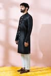 Shop_Arihant Rai Sinha_Black Polyester, Viscose Geometric Woven Sherwani And Pant Set _Online_at_Aza_Fashions